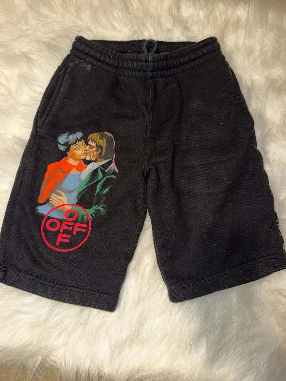 Off-White Vampire Kiss Graphic Print Sweatshorts Black